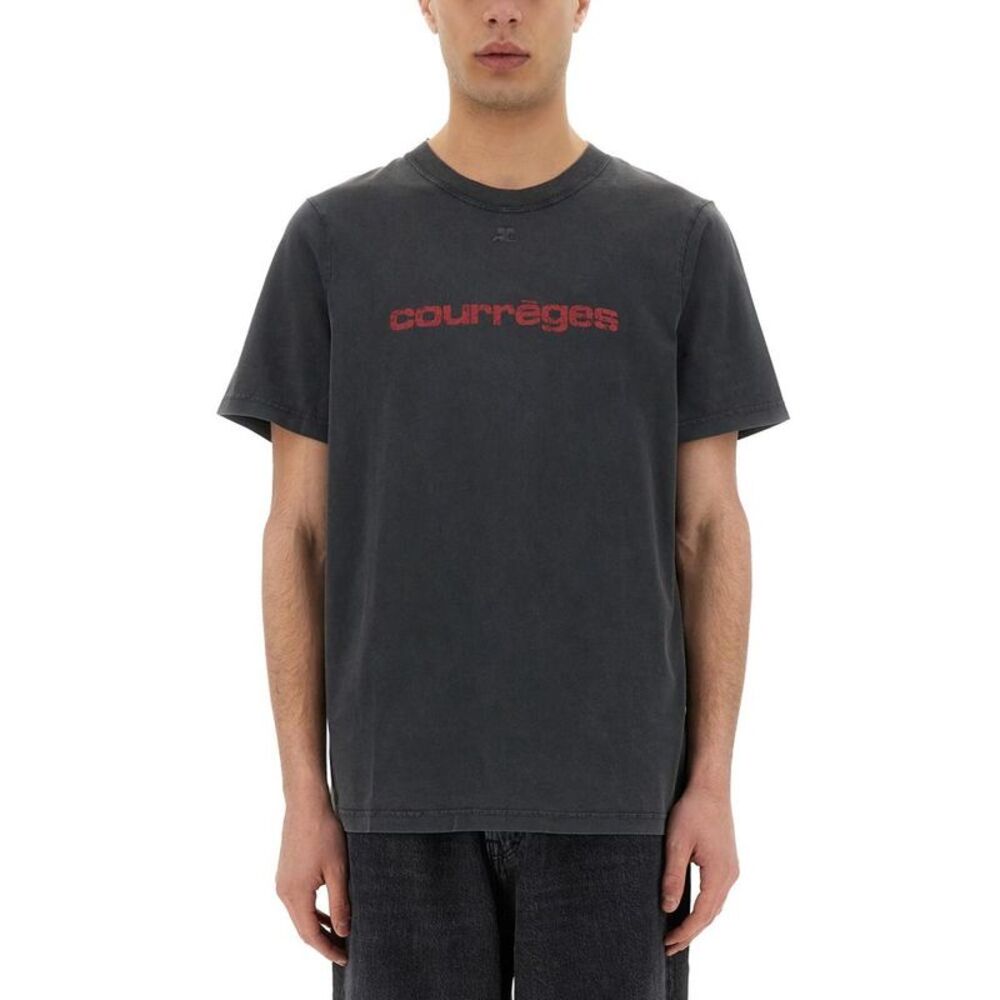COURREGES Logo T-Shirt Men BLACK T-Shirts